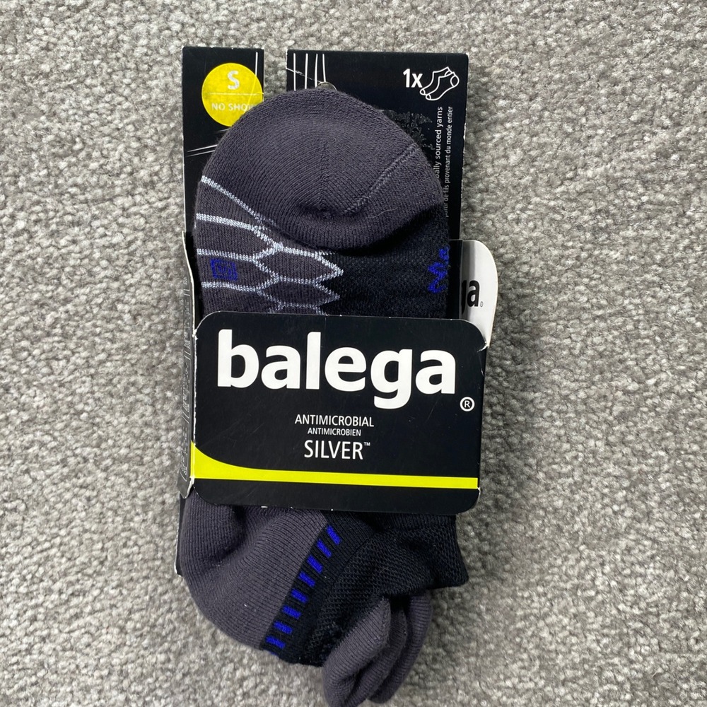 Balega Silver No Show Socks Unisex Small Black Carbon Antimicrobial Running 1pk